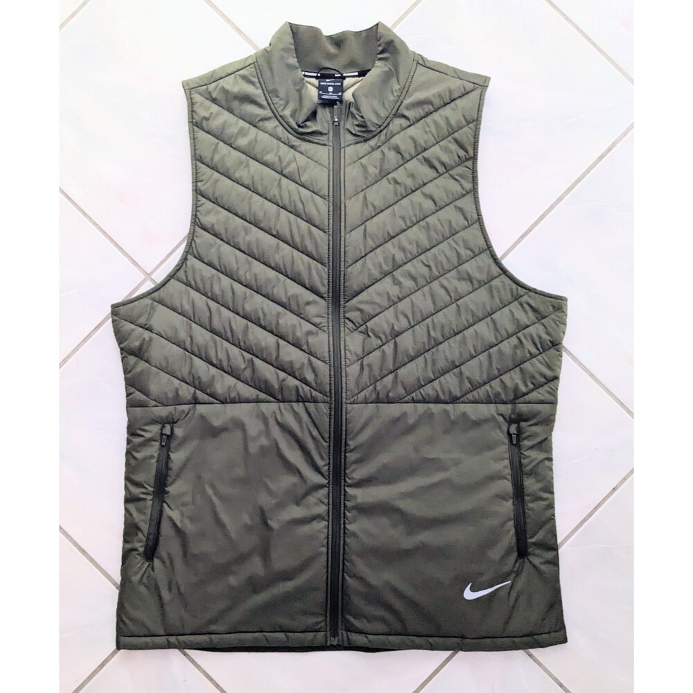 Nike Men's Aerolayer Running Vest Size XL Green Lightweight Insulated Breathable